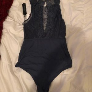 Sexy Blue Lace Bodysuit
